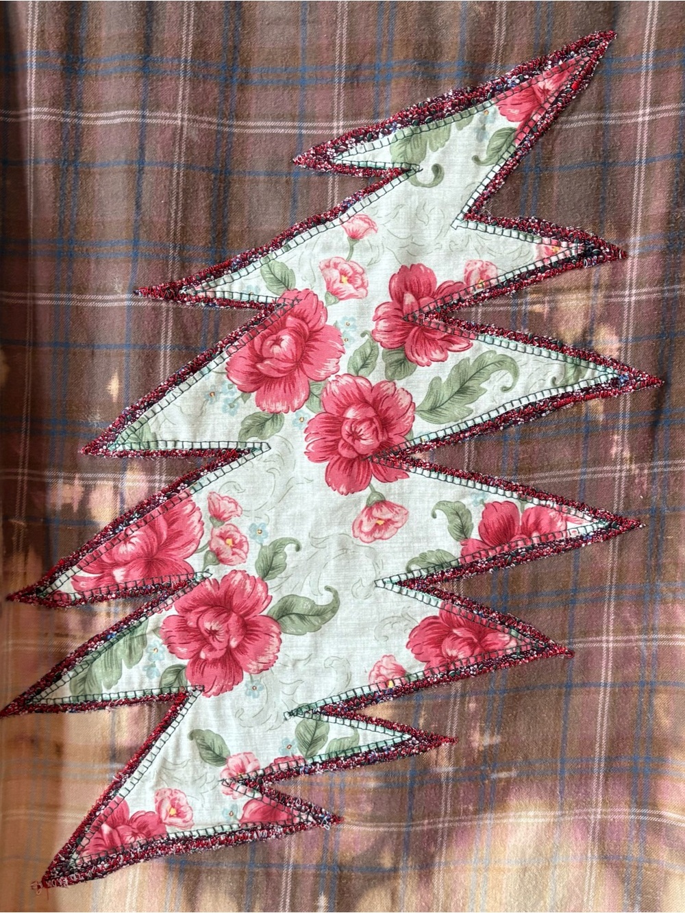 Grateful Dead Inspired Bleach Distressed Upcycled Flannel - Picture 2 of 10
